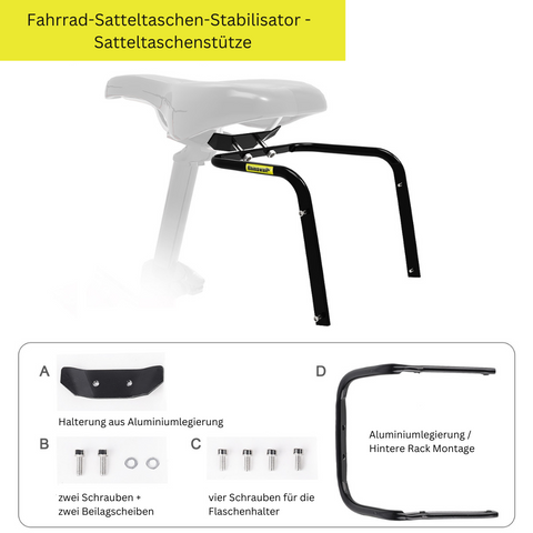 Rhinowalk Fahrrad-Satteltaschen-Stabilisator - 5/10/13L Satteltaschenstütze mit zusätzlichem Getränkehalter und Anti-Schüttel - campiix