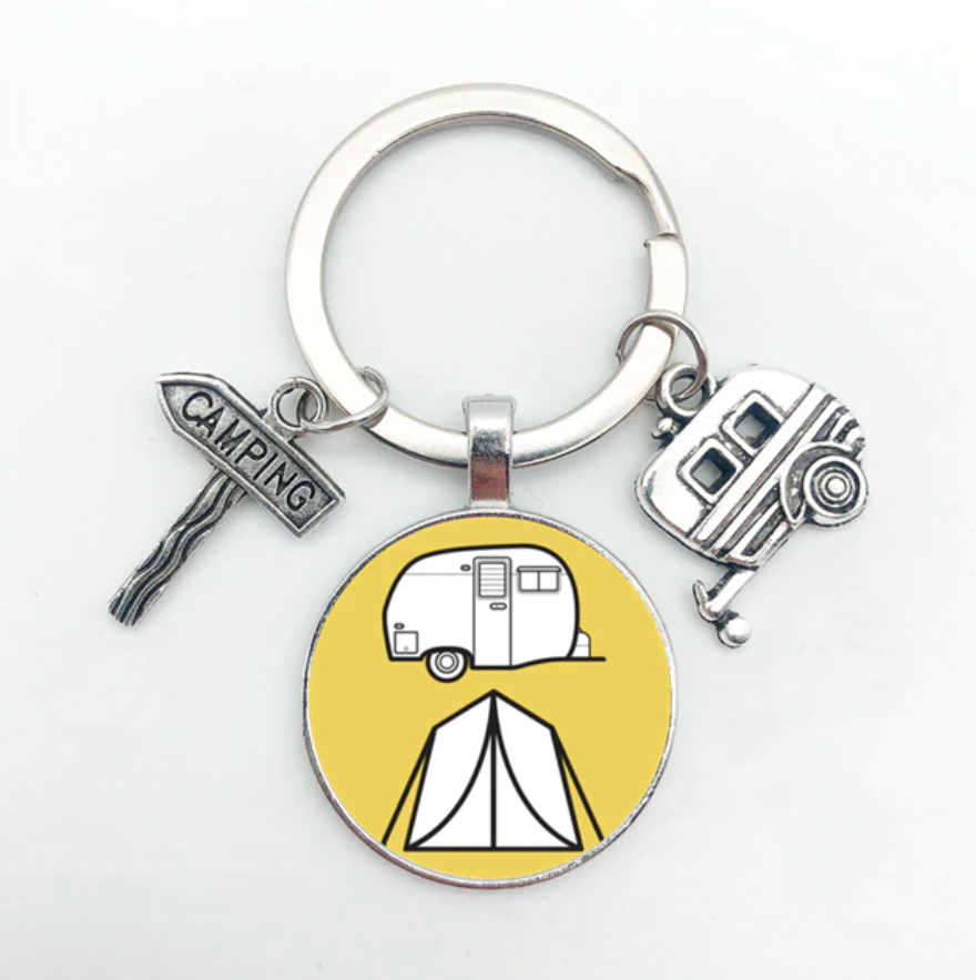 Camping-Motiv Schlüsselanhänger in 14 Designs
